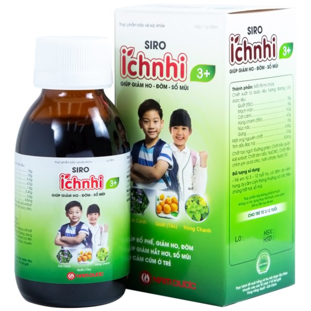 Siro Ho Cảm Ích Nhi 3+ Nam Dược hỗ trợ giải cảm, giảm ho, tiêu đờm (90ml)