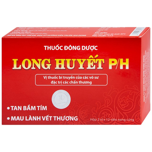 Thuốc Long Huyết P/H Phúc Hưng tan bầm tím, lành vết thương (2 vỉ x 12 viên)