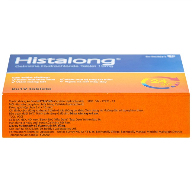Thuốc Histalong 10mg Dr. Reddy điều trị viêm mũi theo mùa (2 vỉ x 10 viên)