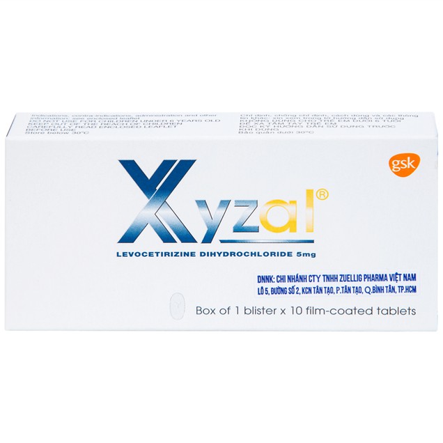 Thuốc Xyzal 5mg GSK giảm viêm mũi dị ứng, mày đay (1 vỉ x 10 viên)