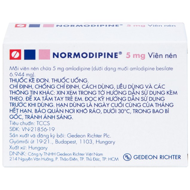 Thuốc Normodipine 5mg Gedeon điều trị tăng huyết áp (3 vỉ x 10 viên)