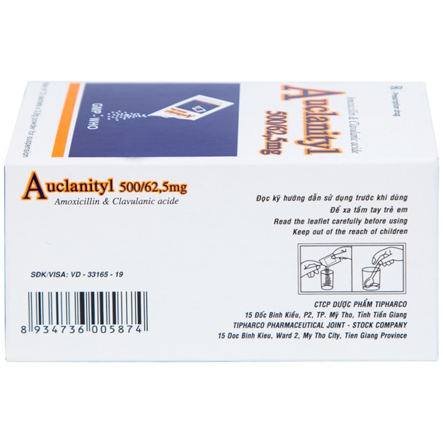 Thuốc Auclanityl 500/62.5mg Tipharco điều trị nhiễm khuẩn (12 gói)
