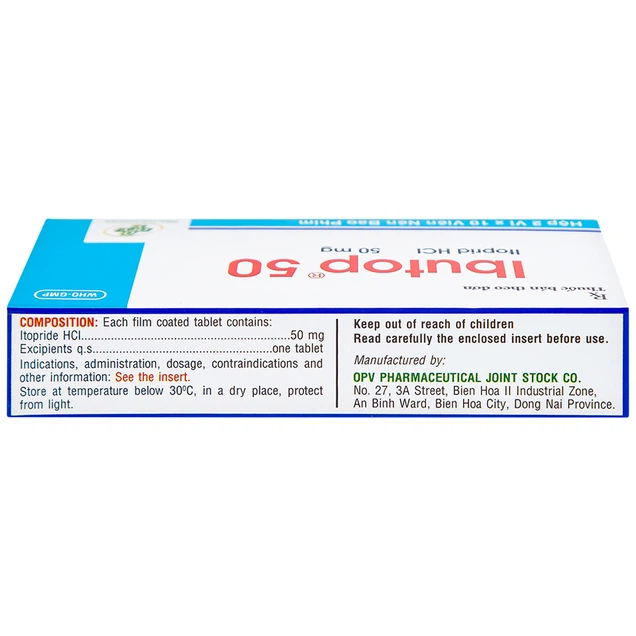 Thuốc Ibutop 50 OPV điều trị các bệnh về tiêu hóa (2 vỉ x 10 viên)