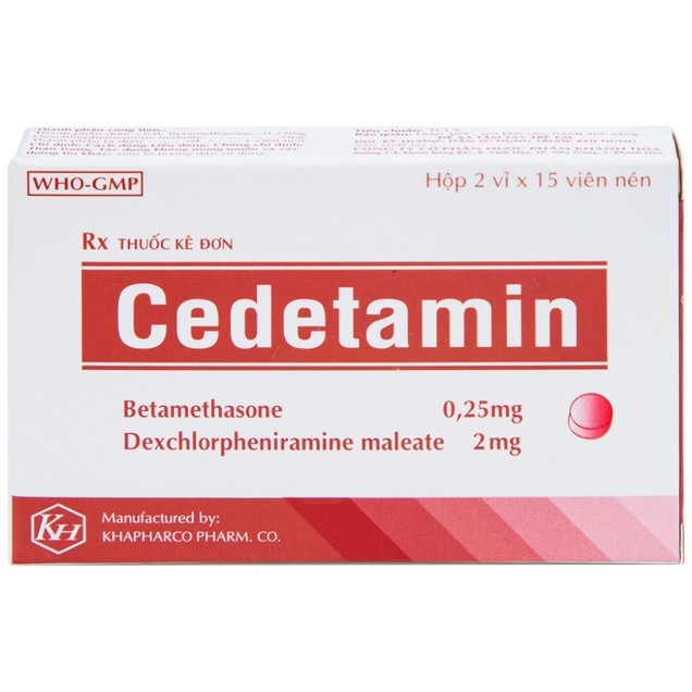 Thuốc Cedetamin Khapharco hỗ trợ điều trị viêm mũi dị ứng, mày đay (2 vỉ x 15 viên)