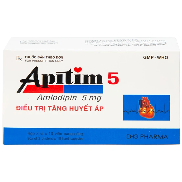 Thuốc Apitim 5mg DHG điều trị tăng huyết áp (3 vỉ x 10 viên)