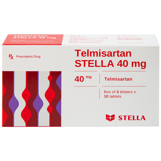 Thuốc Telmisartan Stella 40mg điều trị, phòng ngừa bệnh tim mạch (3 vỉ x 10 viên)
