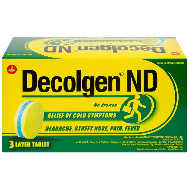 Thuốc Decolgen ND United hỗ trợ trị cảm, viêm xoang (25 vỉ x 4 viên)