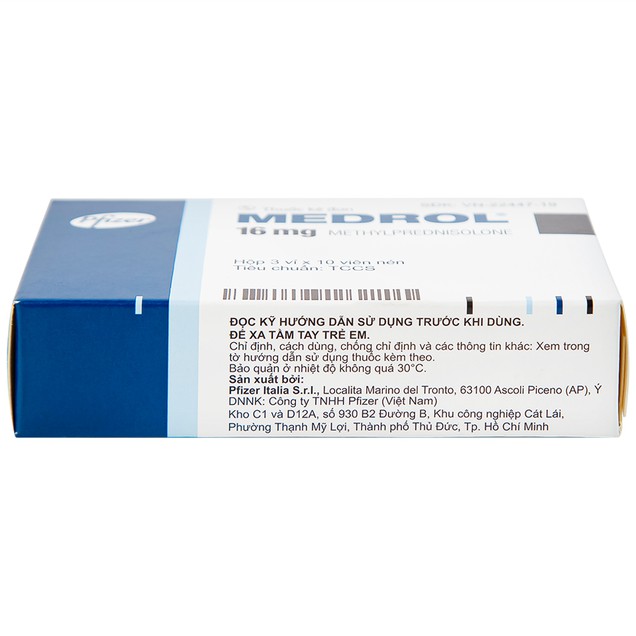 Thuốc Medrol 16mg Pfizer điều trị rối loạn nội tiết, kháng viêm, dị ứng (3 vỉ x 10 viên)