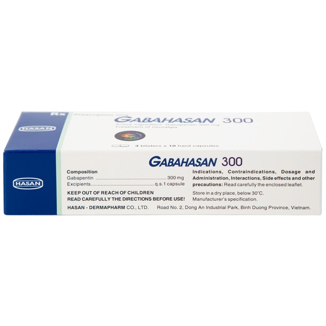 Thuốc Gabahasan 300mg Hasan điều trị đau viêm dây thần kinh (3 vỉ x 10 viên)