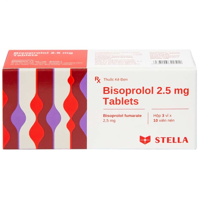 Thuốc Bisoprolol 2.5mg Stella hỗ trợ điều trị tăng huyết áp (3 vỉ x 10 viên)