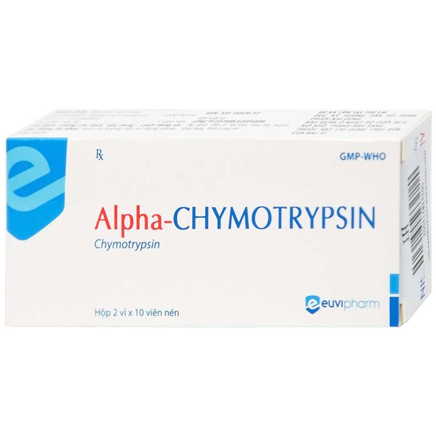 Thuốc Alpha-Chymotrypsin 4200Iu Euvipharm điều trị phù nề (2 vỉ x 10 viên)