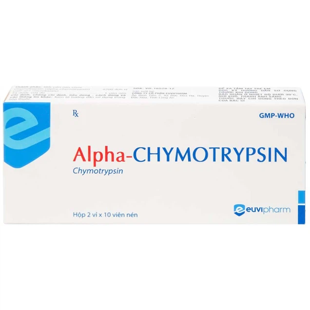 Thuốc Alpha-Chymotrypsin 4200Iu Euvipharm điều trị phù nề (2 vỉ x 10 viên)