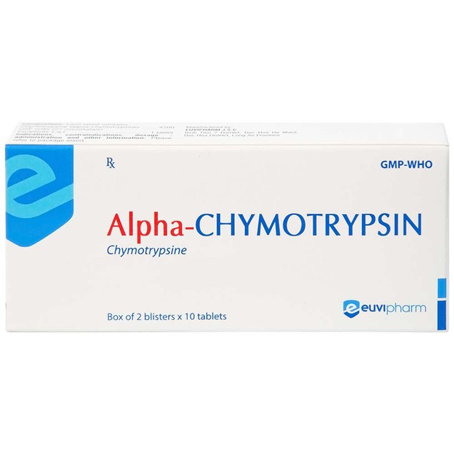 Thuốc Alpha-Chymotrypsin 4200Iu Euvipharm điều trị phù nề (2 vỉ x 10 viên)
