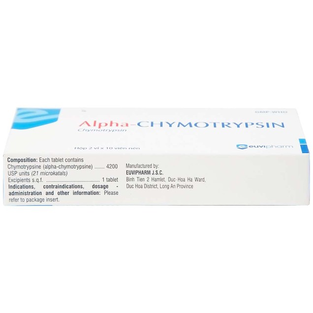 Thuốc Alpha-Chymotrypsin 4200Iu Euvipharm điều trị phù nề (2 vỉ x 10 viên)