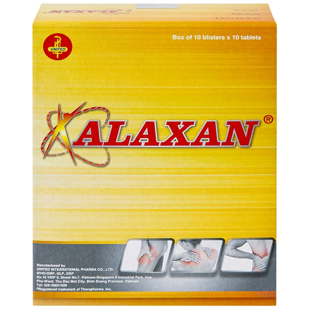 Thuốc Alaxan 325mg United hỗ trợ giảm các cơn đau xương khớp (10 vỉ x 10 viên)