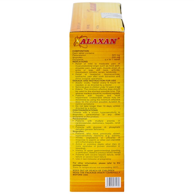 Thuốc Alaxan 325mg United hỗ trợ giảm các cơn đau xương khớp (10 vỉ x 10 viên)