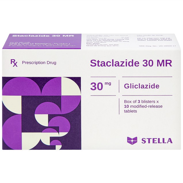 Thuốc Staclazide 30 MR Stella điều trị tiểu đường type 2 (3 vỉ x 10 viên)