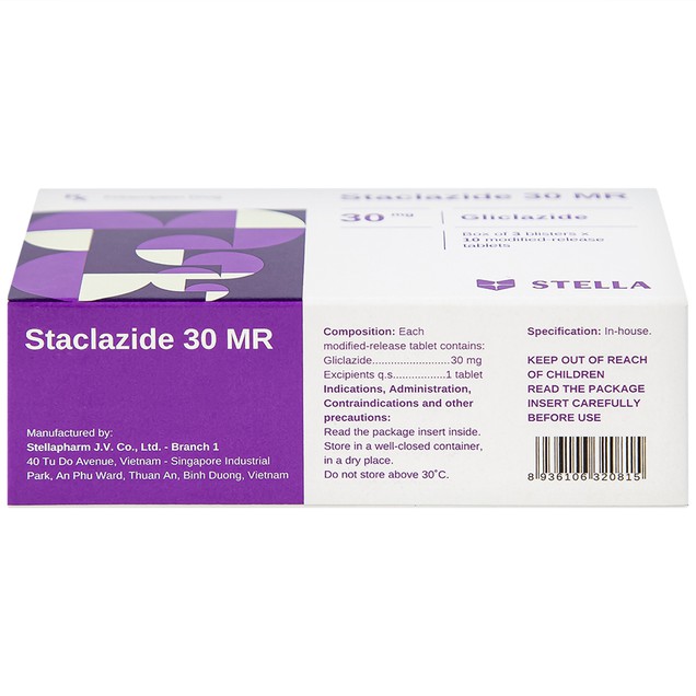 Thuốc Staclazide 30 MR Stella điều trị tiểu đường type 2 (3 vỉ x 10 viên)