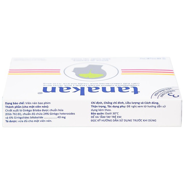 Thuốc Tanakan 40mg Ipsen điều trị triệu chứng rối loạn nhận thức ở người lớn tuổi (2 vỉ x 15 viên)
