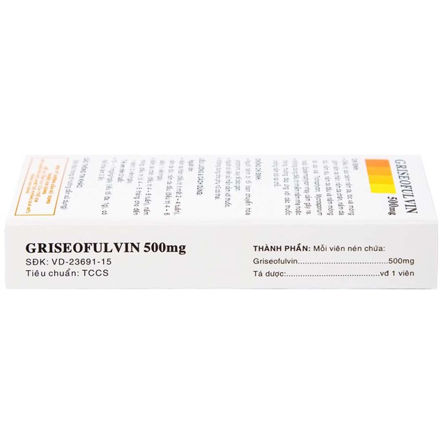 Thuốc Griseofulvin 500mg Vidipha điều trị nhiễm trùng nấm da, tóc (2 vỉ x 10 viên)