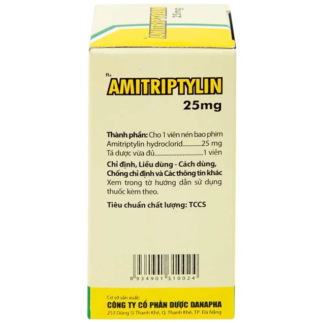 Thuốc Amitriptylin 25mg Danapha điều trị bệnh trầm cảm (100 viên)