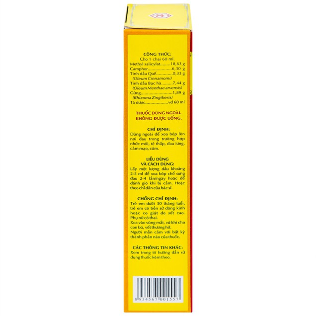 Dầu nóng Mặt Trời OPC hỗ trợ giảm nhức mỏi, tê thấp, đau lưng (60ml)