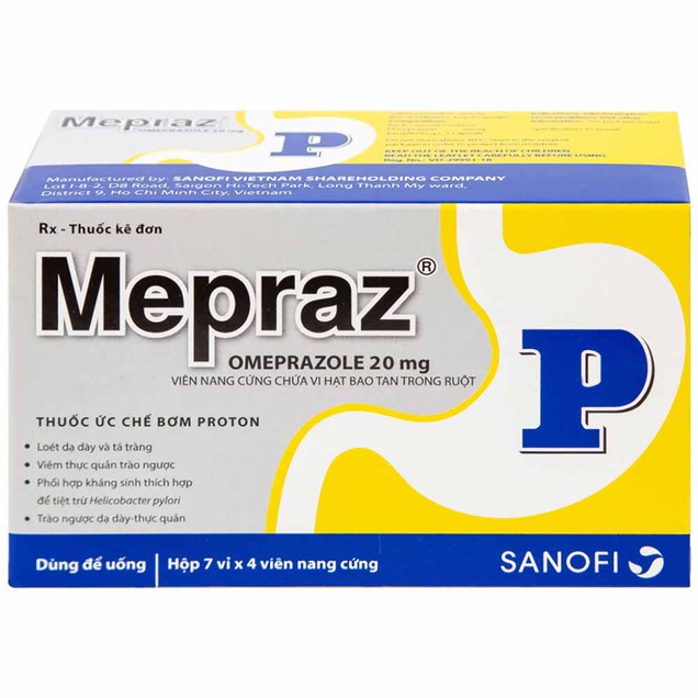 Thuốc Mepraz 20mg Sanofi điều trị ngắn hạn loét tá tràng tiến triển (7 vỉ x 4 viên)