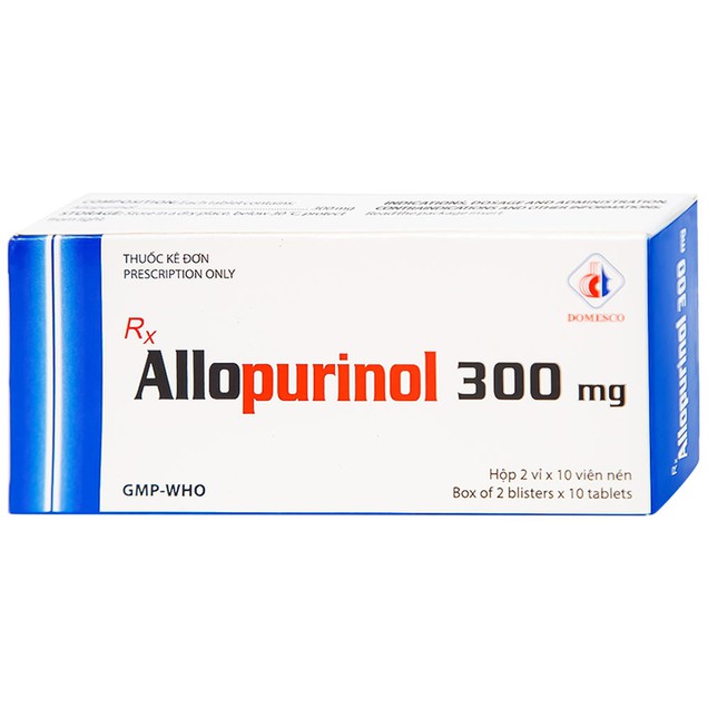 Thuốc Allopurinol 300mg Domesco điều trị tăng acid uric máu (20 viên)