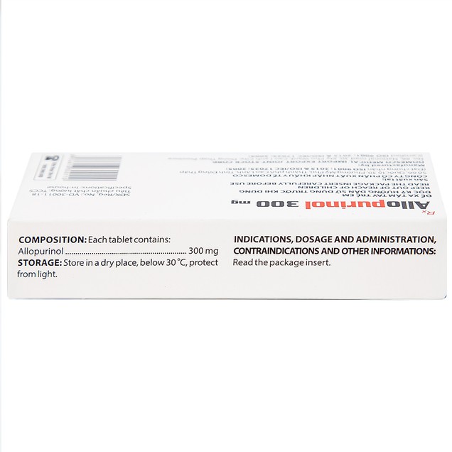 Thuốc Allopurinol 300mg Domesco điều trị tăng acid uric máu (20 viên)