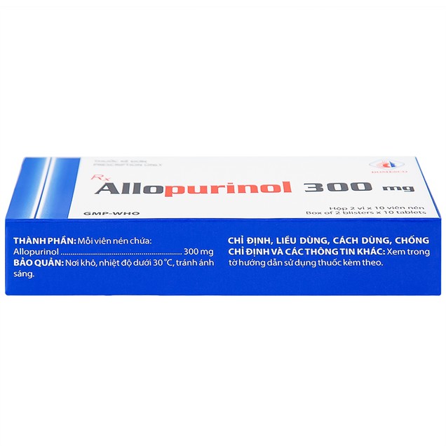 Thuốc Allopurinol 300mg Domesco điều trị tăng acid uric máu (20 viên)