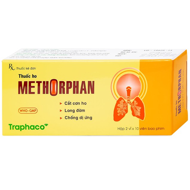 Thuốc ho Methorphan Traphaco hỗ trợ điều trị ho khan, ho có đờm (2 vỉ x 10 viên)