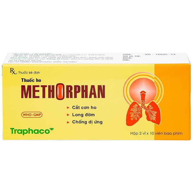 Thuốc ho Methorphan Traphaco hỗ trợ điều trị ho khan, ho có đờm (2 vỉ x 10 viên)