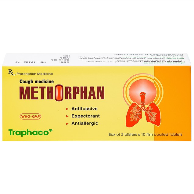 Thuốc ho Methorphan Traphaco hỗ trợ điều trị ho khan, ho có đờm (2 vỉ x 10 viên)