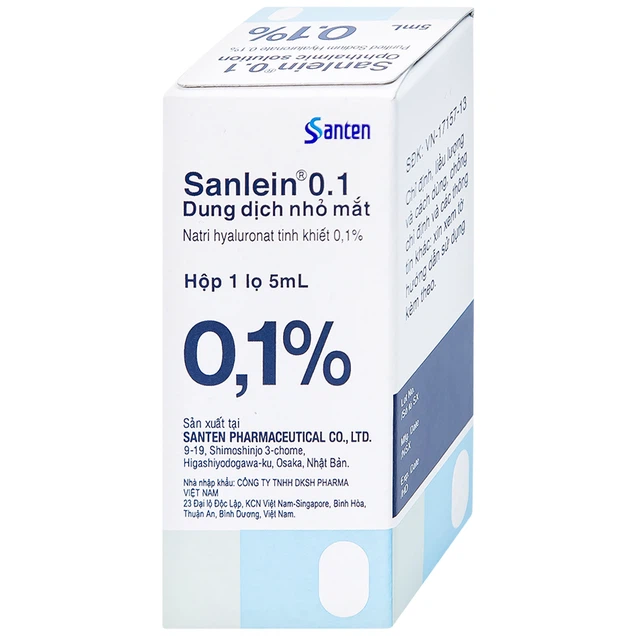 Dung dịch nhỏ mắt Sanlein 0.1% Santen hỗ trợ điều trị rối loạn biểu mô kết giác mạc (5ml)