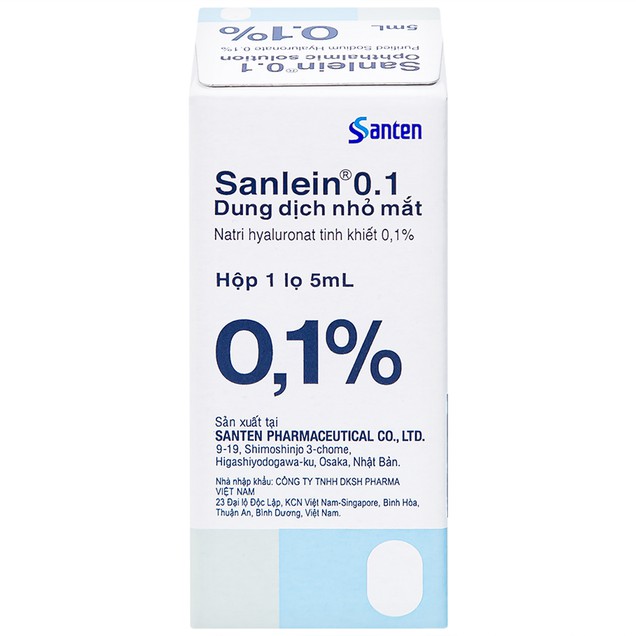 Dung dịch nhỏ mắt Sanlein 0.1% Santen hỗ trợ điều trị rối loạn biểu mô kết giác mạc (5ml)