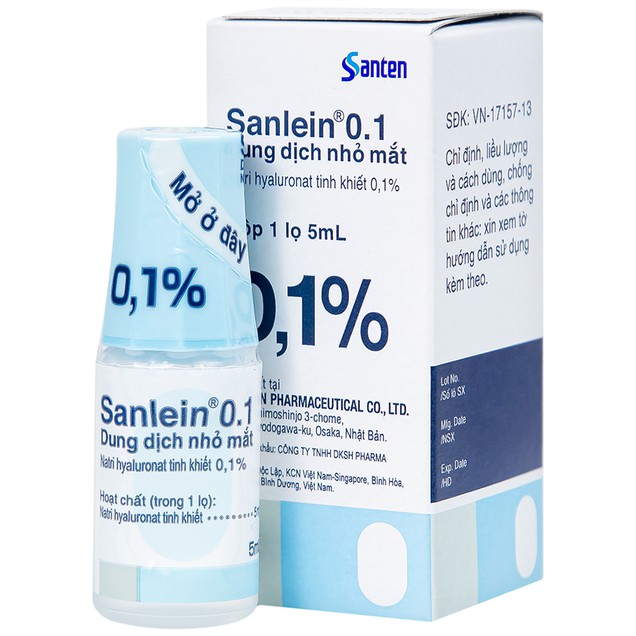Dung dịch nhỏ mắt Sanlein 0.1% Santen hỗ trợ điều trị rối loạn biểu mô kết giác mạc (5ml)