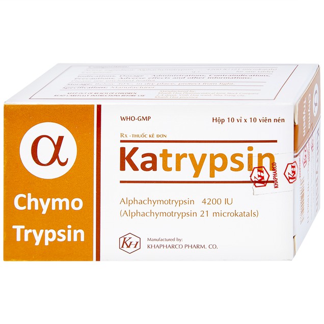 Thuốc Katrypsin 4200iu Khánh Hòa điều trị phù nề sau chấn thương (10 vỉ x 15 viên)
