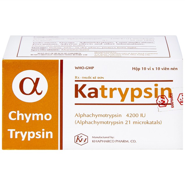 Thuốc Katrypsin 4200iu Khánh Hòa điều trị phù nề sau chấn thương (10 vỉ x 15 viên)