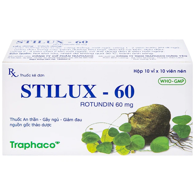 Thuốc Stilux-60 Traphaco giúp an thần gây ngủ với liều thấp (10 vỉ x 10 viên)