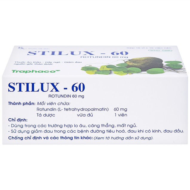 Thuốc Stilux-60 Traphaco giúp an thần gây ngủ với liều thấp (10 vỉ x 10 viên)