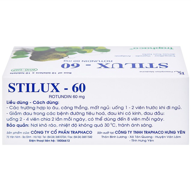 Thuốc Stilux-60 Traphaco giúp an thần gây ngủ với liều thấp (10 vỉ x 10 viên)
