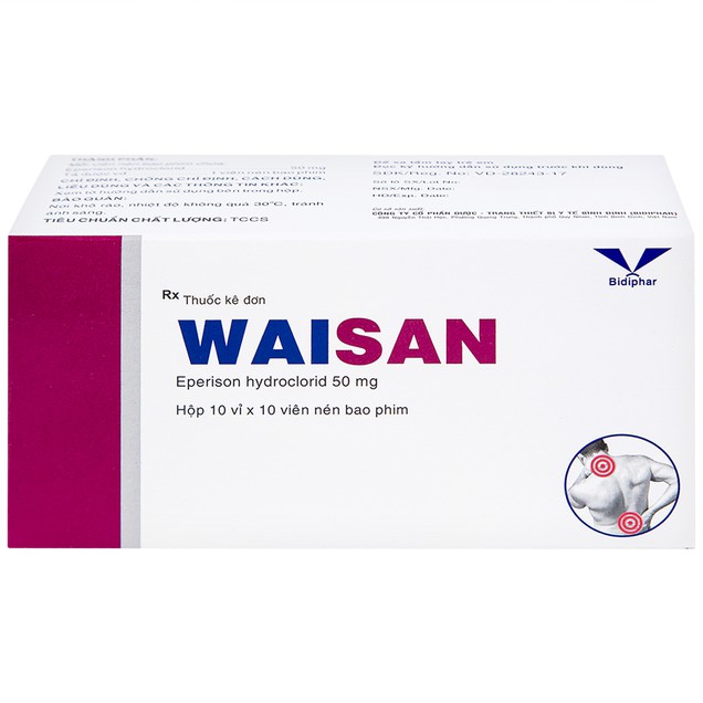 Thuốc Waisan 50mg Bidiphar điều trị thoái hóa đốt sống cổ (10 vỉ x 10 viên)
