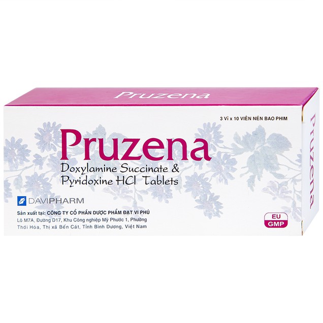 Thuốc Pruzena 10mg Đạt Vi Phú điều trị buồn nôn và nôn mửa trong thai kỳ (3 vỉ x 10 viên)