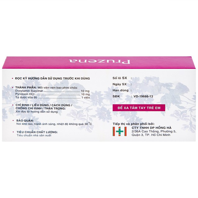 Thuốc Pruzena 10mg Đạt Vi Phú điều trị buồn nôn và nôn mửa trong thai kỳ (3 vỉ x 10 viên)