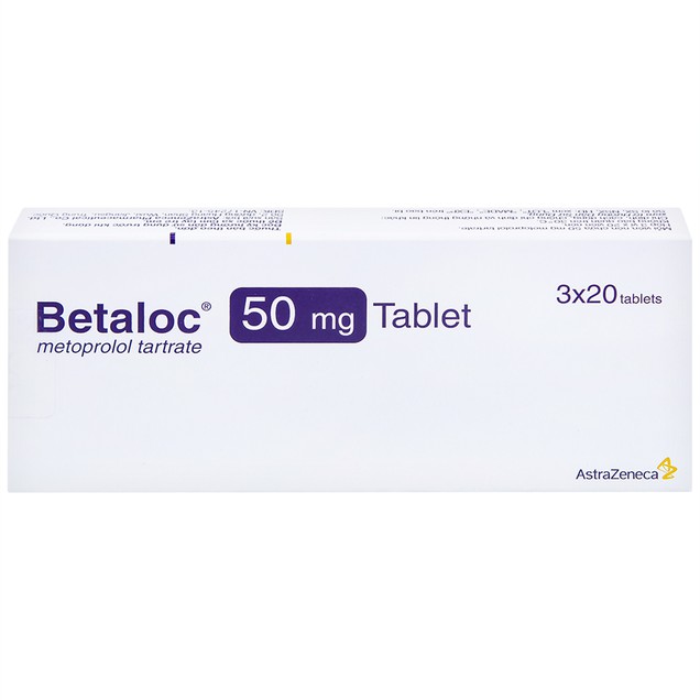 Thuốc Betaloc Tablet 50mg AstraZeneca điều trị tăng huyết áp (3 vỉ x 20 viên)