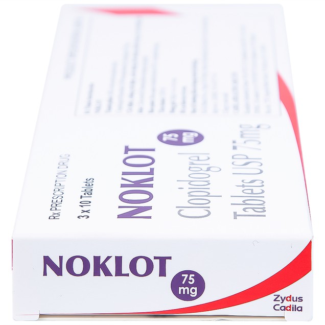 Thuốc Noklot 75mg Cadila ngừa tai biến do xơ vữa động mạch (3 vỉ x 10 viên)