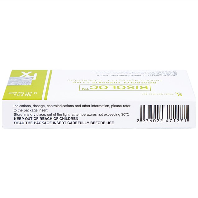 Thuốc Bisoloc 2.5mg United hỗ trợ điều trị tăng huyết áp (3 vỉ x 10 viên)