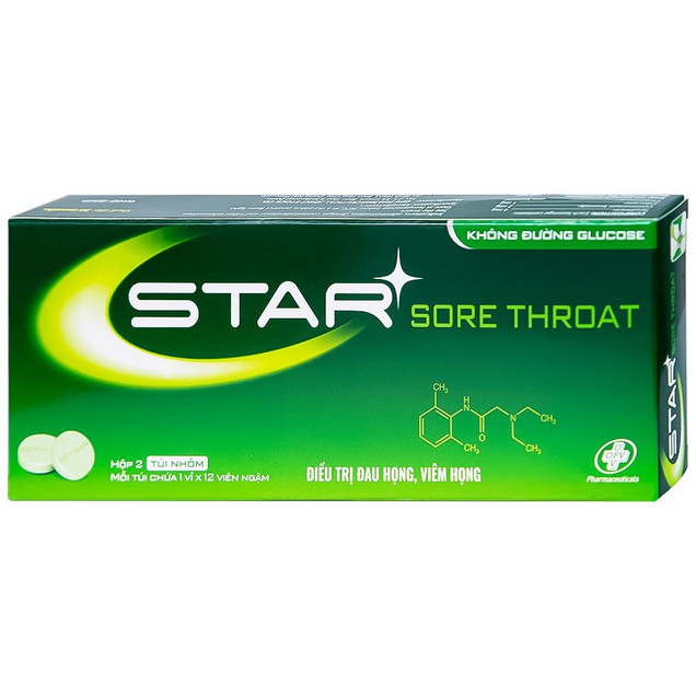 Viên ngậm Star Sore Throat OPV không đường giảm đau họng, viêm họng (24 viên)