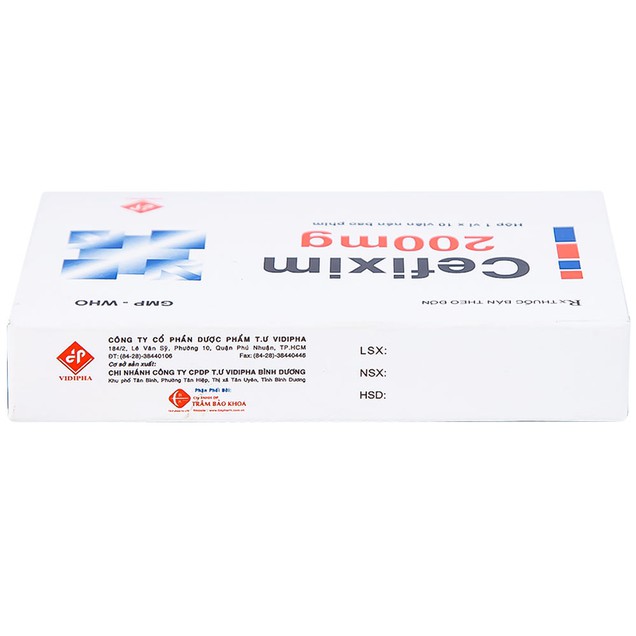 Thuốc Cefixim 200mg Vidipha điều trị nhiễm khuẩn đường tiết niệu (10 viên)