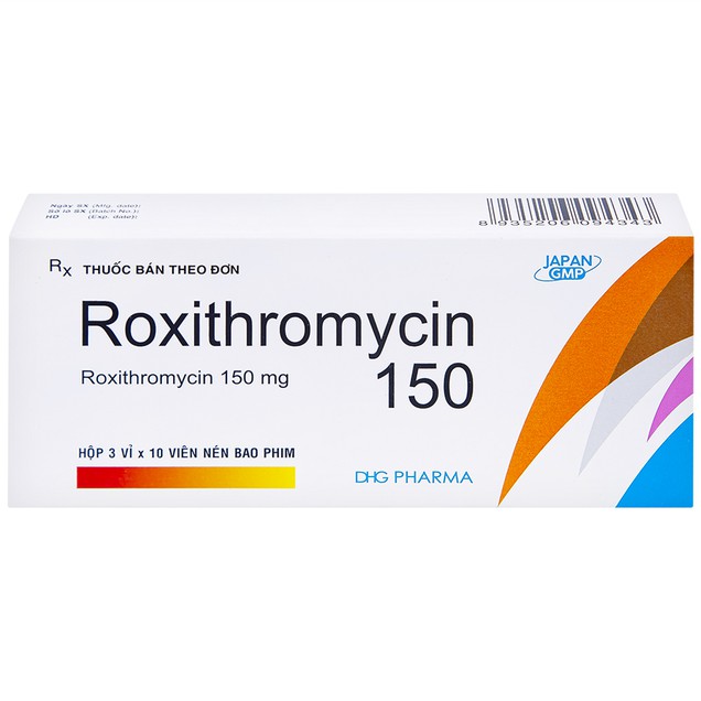 Thuốc Roxithromycin 150 DHG điều trị các bệnh nhiễm khuẩn (3 vỉ x 10 viên)